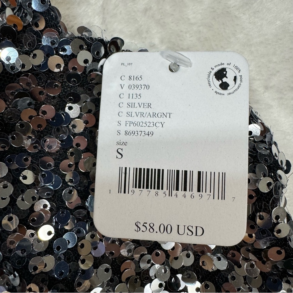 NWT New Free People Silver Sequins Sparks Fly Bralette Size S - Picture 8 of 10